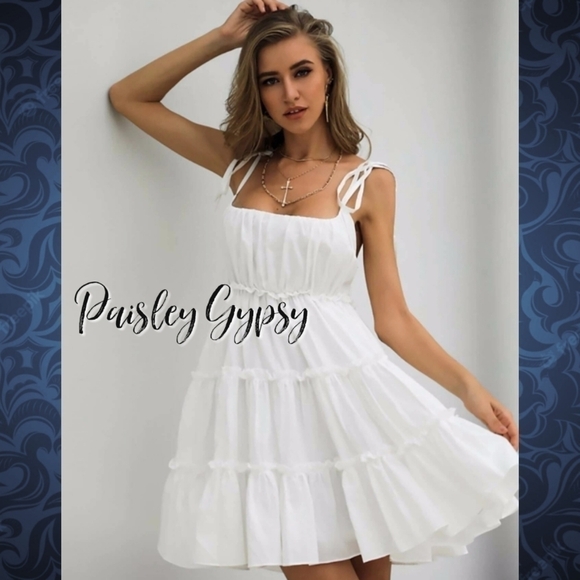 Flirty Spaghetti Strap Tiered High Waist Sun Dress - Picture 3 of 6